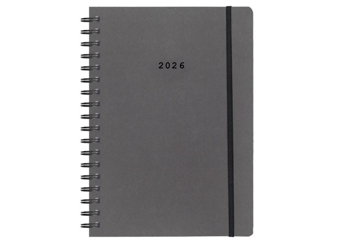 Next ημερολόγιο 2026 Natural ημερήσιο σπιράλ γκρι σκούρο με λάστιχο 12x17εκ.  Δυνατότητα εκτύπωσης