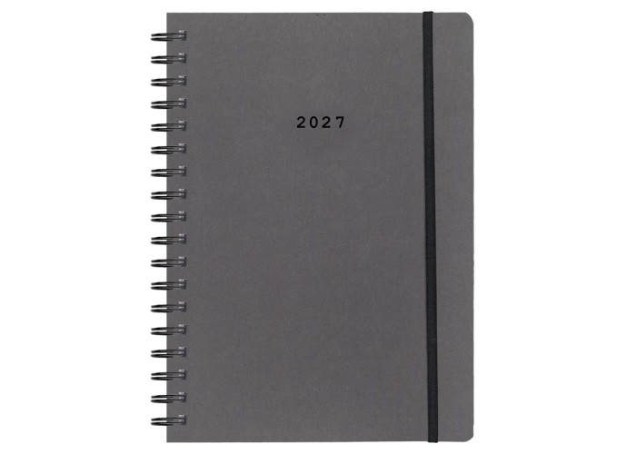 Next ημερολόγιο 2027 Natural ημερήσιο σπιράλ γκρι σκούρο με λάστιχο 12x17εκ.  Δυνατότητα εκτύπωσης