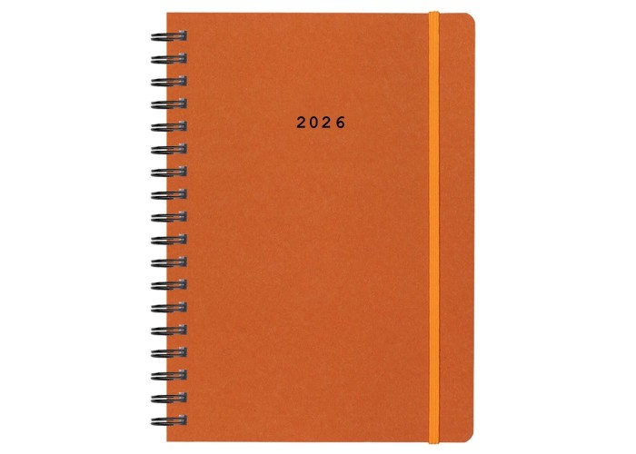 Next ημερολόγιο 2026 Natural ημερήσιο σπιράλ πορτοκαλί με λάστιχο 12x17εκ.  Δυνατότητα εκτύπωσης