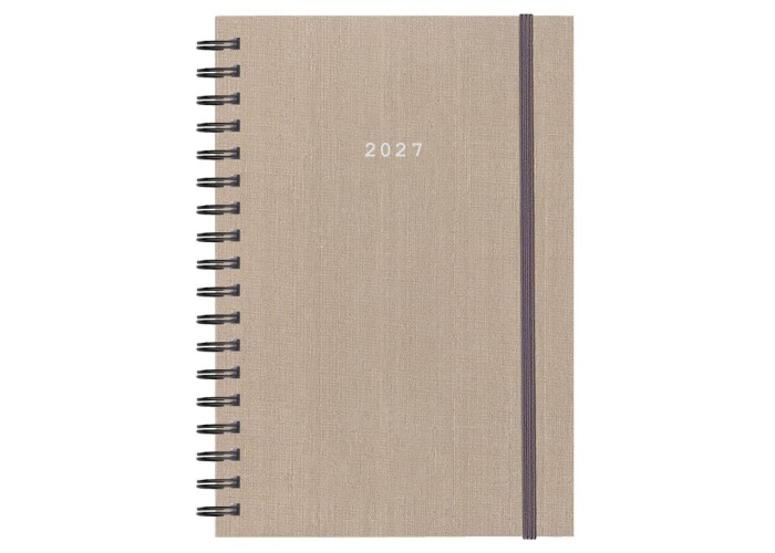 Next ημερολόγιο 2027 fabric plus ημερήσιο σπιράλ μπεζ 17x25εκ.  Δυνατότητα εκτύπωσης