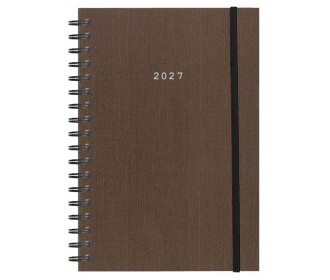 Next ημερολόγιο 2027 fabric plus ημερήσιο σπιράλ καφέ 12x17εκ.  Δυνατότητα εκτύπωσης