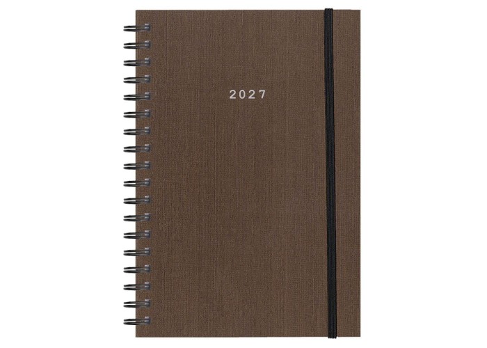 Next ημερολόγιο 2027 fabric plus ημερήσιο σπιράλ καφέ 12x17εκ.  Δυνατότητα εκτύπωσης