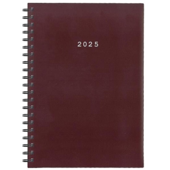 Next ημερολόγιο 2025 basic ημερήσιο σπιράλ μπορντώ 14x21εκ.