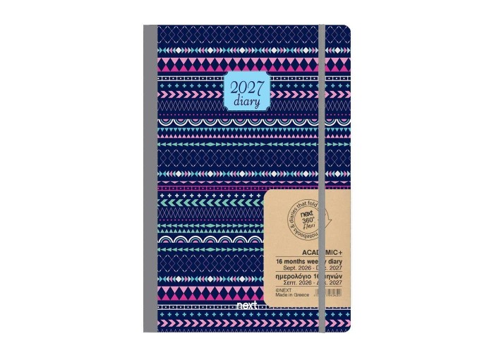 Next ημερολόγιο ACADEMIC+ 9/2026-12/2027 Gallery εβδομαδιαίο flexi 14x21εκ. Αραβικό μπλε