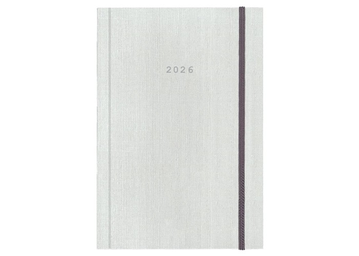 Next ημερολόγιο 2026 fabric ημερήσιο δετό λευκό με λάστιχο 17x25εκ.  Δυνατότητα εκτύπωσης