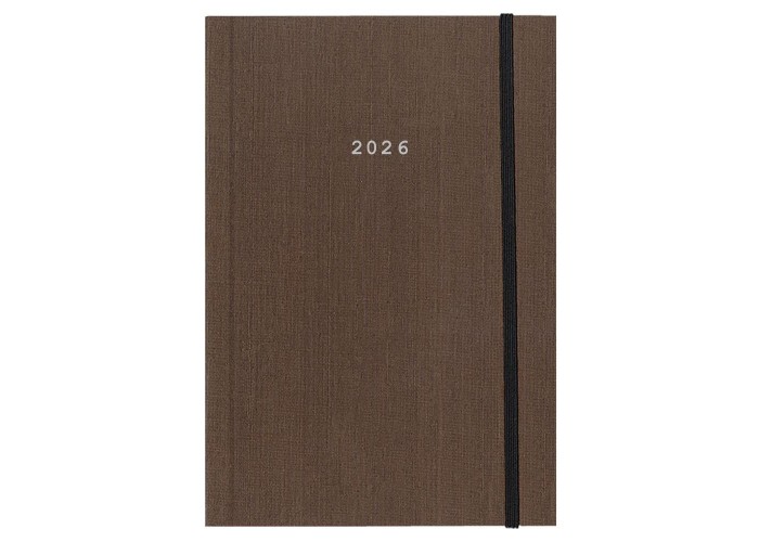 Next ημερολόγιο 2026 fabric ημερήσιο δετό καφέ με λάστιχο 14x21εκ.  Δυνατότητα εκτύπωσης