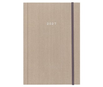Next ημερολόγιο 2027 fabric ημερήσιο δετό μπεζ με λάστιχο 14x21εκ.  Δυνατότητα εκτύπωσης