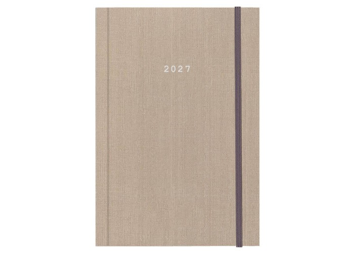 Next ημερολόγιο 2027 fabric ημερήσιο δετό μπεζ με λάστιχο 14x21εκ.  Δυνατότητα εκτύπωσης