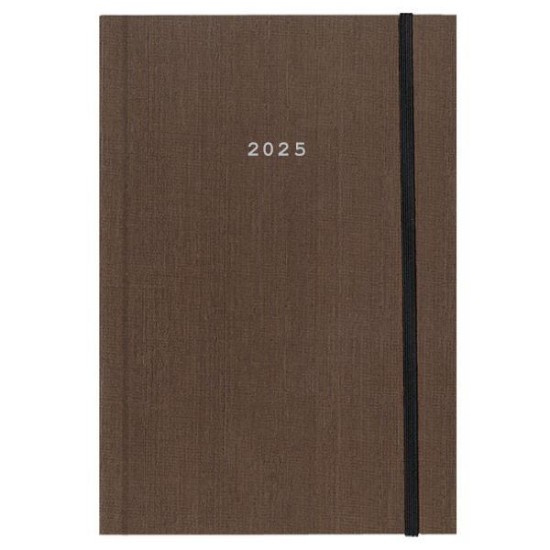 Next ημερολόγιο 2025 fabric ημερήσιο δετό καφέ με λάστιχο 12x17εκ.