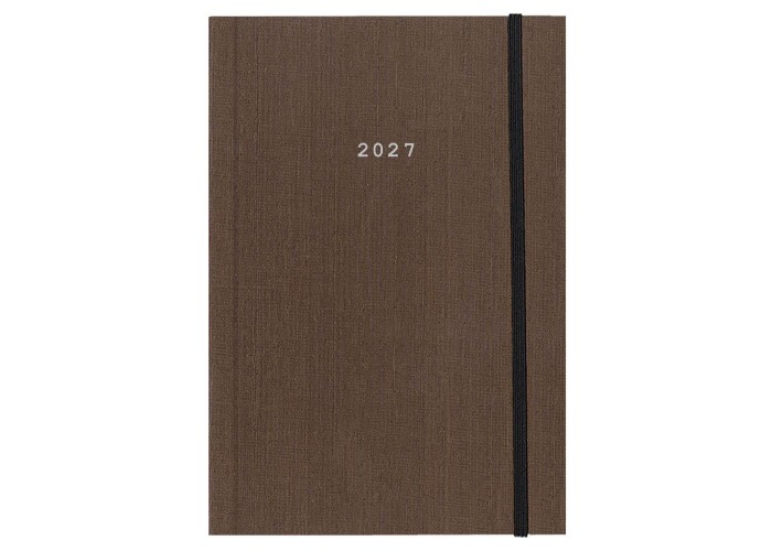 Next ημερολόγιο 2027 fabric ημερήσιο δετό καφέ με λάστιχο 12x17εκ.  Δυνατότητα εκτύπωσης