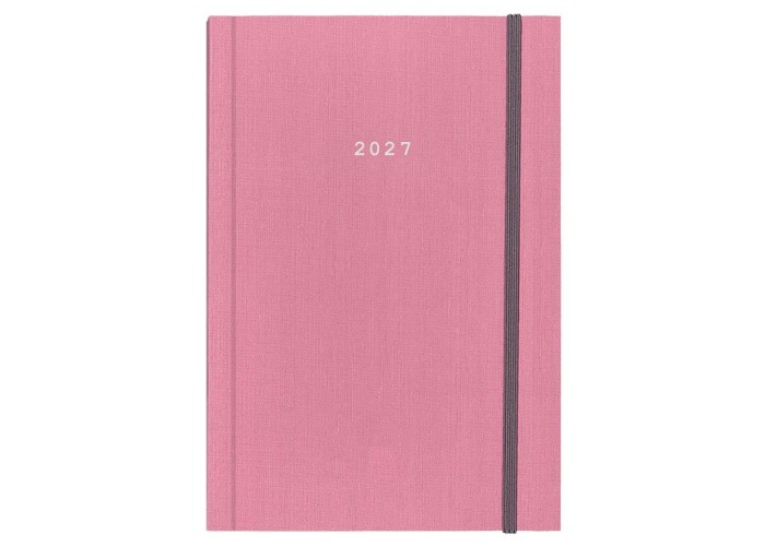 Next ημερολόγιο 2027 fabric ημερήσιο δετό ροζ με λάστιχο 12x17εκ.  Δυνατότητα εκτύπωσης