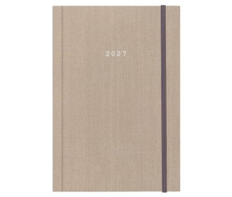 Next ημερολόγιο 2027 fabric ημερήσιο δετό μπεζ με λάστιχο 12x17εκ. Δυνατότητα εκτύπωσης