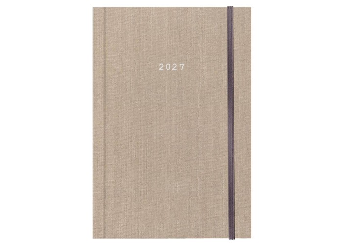 Next ημερολόγιο 2027 fabric ημερήσιο δετό μπεζ με λάστιχο 12x17εκ. Δυνατότητα εκτύπωσης