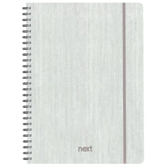 Next fabric τετράδιο σπιράλ λάστιχο λευκό 17x25εκ. 70φ. 2θ