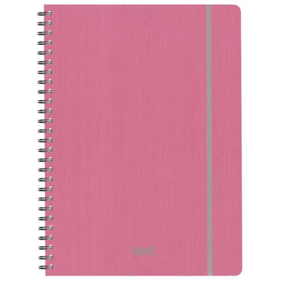 Next fabric τετράδιο σπιράλ λάστιχο ροζ 17x25εκ. 70φ. 2θ