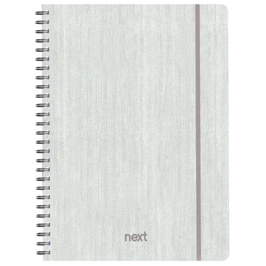 Next fabric τετράδιο σπιράλ λάστιχο λευκό 17x25εκ. 105φ. 3θ