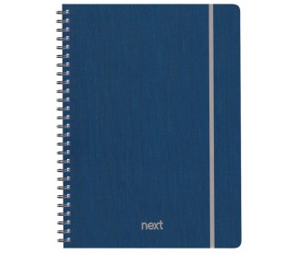 Next fabric τετράδιο σπιράλ λάστιχο μπλε 17x25εκ. 105φ. 3θ