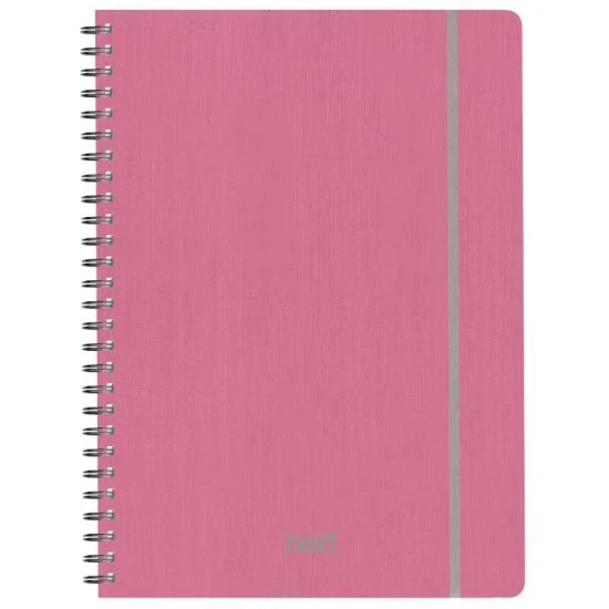 Next fabric τετράδιο σπιράλ λάστιχο ροζ 21x29εκ. 70φ. 2θ