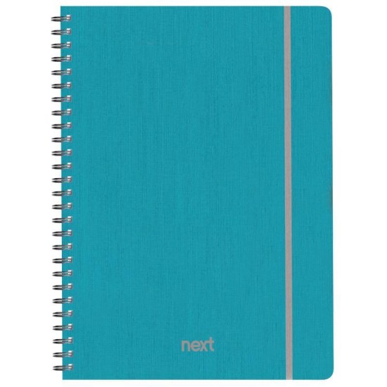 Next fabric τετράδιο σπιράλ λάστιχο γαλάζιο 21x29εκ. 140φ. 4θ