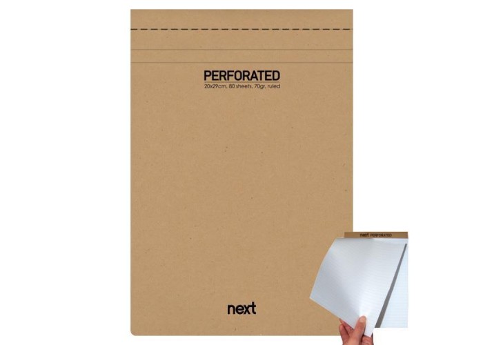 Next μπλοκ σημειώσεων perforated ριγέ 21x29εκ., 80φ., 70γρ.