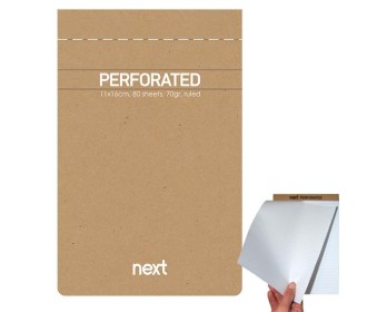 Next μπλοκ σημειώσεων perforated ριγέ 11x16,5εκ., 80φ., 70γρ.
