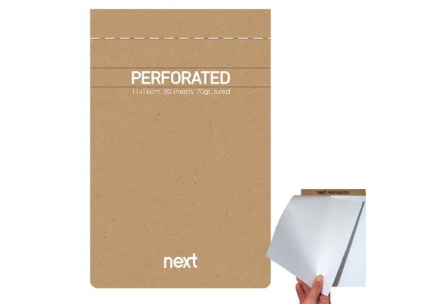 Next μπλοκ σημειώσεων perforated ριγέ 11x16,5εκ., 80φ., 70γρ. Next μπλοκ σημειώσεων perforated ριγέ 11x16,5εκ., 80φ., 70γρ.