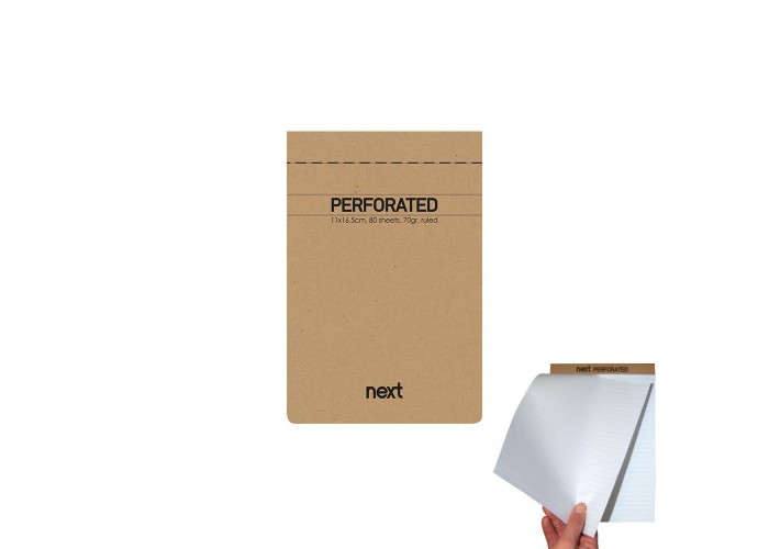 Next μπλοκ σημειώσεων perforated ριγέ 11x16,5εκ., 80φ., 70γρ. Next μπλοκ σημειώσεων perforated ριγέ 11x16,5εκ., 80φ., 70γρ.