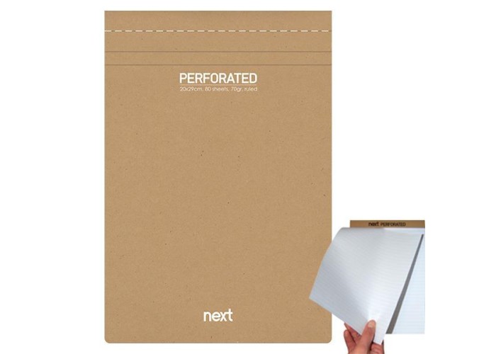 Next μπλοκ σημειώσεων perforated λευκό 20x29εκ., 80φ., 70γρ.