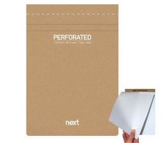 Next μπλοκ σημειώσεων perforated λευκό 16,5x24εκ., 80φ., 70γρ.