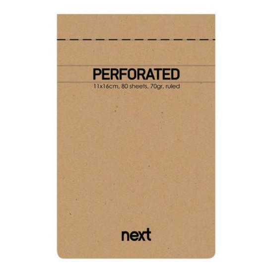 Next μπλοκ σημειώσεων perforated λευκό 11x16,5εκ., 80φ., 70γρ.