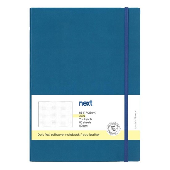 Next Premium μπλε τετράδιο Dots flexi λάστιχο 2 θέματα 80 φύλλα 17x25εκ.