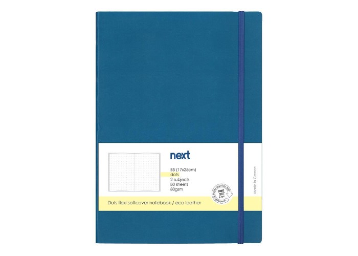 Next Premium μπλε τετράδιο Dots flexi λάστιχο 2 θέματα 80 φύλλα 17x25εκ. Δυνατότητα εκτύπωσης Next Premium μπλε τετράδιο Dots flexi λάστιχο 2 θέματα 80 φύλλα 17x25εκ. Δυνατότητα εκτύπωσης