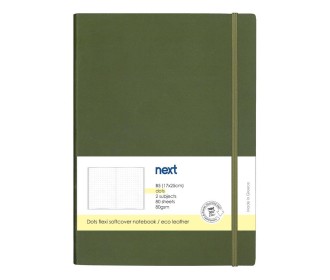 Next Premium πράσινο τετράδιο Dots flexi λάστιχο 2 θέματα 80 φύλλα 17x25εκ. Δυνατότητα εκτύπωσης