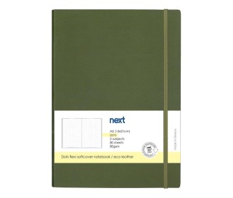 Next Premium πράσινο τετράδιο Dots flexi λάστιχο 2 θέματα 80 φύλλα 14x21εκ. Δυνατότητα εκτύπωσης Next Premium πράσινο τετράδιο Dots flexi λάστιχο 2 θέματα 80 φύλλα 14x21εκ. Δυνατότητα εκτύπωσης