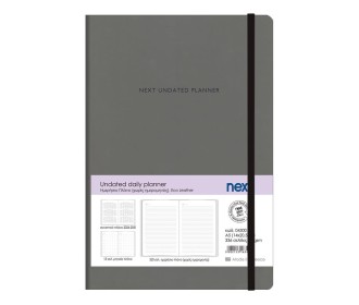 Next Undated daily planner premium flexi γκρι 14x20,5εκ.