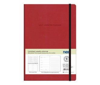Next Undated weekly planner premium flexi κόκκινο 14x20,5 εκ.