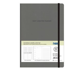 Next Undated weekly planner premium flexi γκρι 14x20,5 εκ.