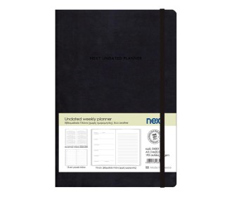 Next Undated weekly planner premium flexi μαύρο 14x20,5 εκ.