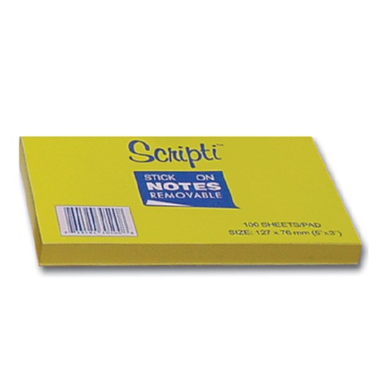 Scripti αυτοκόλλητα χαρτάκια κίτρινα 7,6x10,2εκ. 100φ. Scripti αυτοκόλλητα χαρτάκια κίτρινα 7,6x10,2εκ. 100φ.
