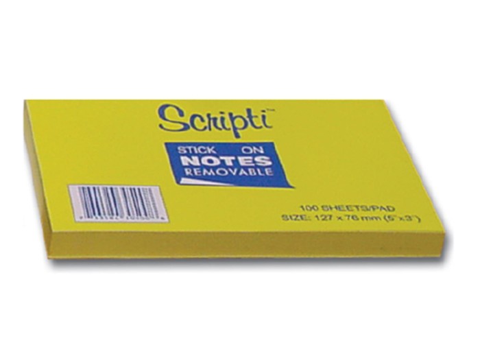 Scripti αυτοκόλλητα χαρτάκια κίτρινα 7,6x10,2εκ. 100φ.