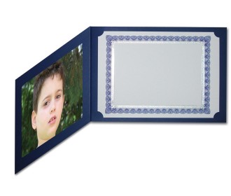 Next πολυτελής θήκη επαίνων-πτυχίων 3πλή μπλε 33x23εκ.