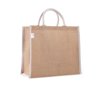 Τσάντα, Y42x38x20εκ από γιούτα/λινάτσα  με λευκές επενδεδυμένες λαβές Τσάντα, Y42x38x20εκ από γιούτα/λινάτσα  με λευκές επενδεδυμένες λαβές