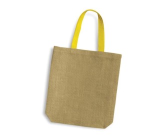 Τσάντα, Y38x8x38εκ από γιούτα/λινάτσα  με κίτρινες λαβές Τσάντα, Y38x8x38εκ από γιούτα/λινάτσα  με κίτρινες λαβές