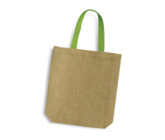 Τσάντα, Y38x8x38εκ από γιούτα/λινάτσα με πράσινες λαβές Τσάντα, Y38x8x38εκ από γιούτα/λινάτσα με πράσινες λαβές