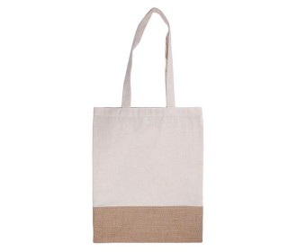 Τσάντα, Υ44x36εκ βαμβακερή, λευκή με μακρύ χερούλι και βάση από γιούτα/λινάτσα. Δυνατότητα εκτύπωσης Τσάντα, Υ44x36εκ βαμβακερή, λευκή με μακρύ χερούλι και βάση από γιούτα/λινάτσα. Δυνατότητα εκτύπωσης