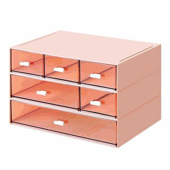 Organizer με 6 συρτάρια ροζ Y15x22,9x16,7εκ Organizer με 6 συρτάρια ροζ Y15x22,9x16,7εκ