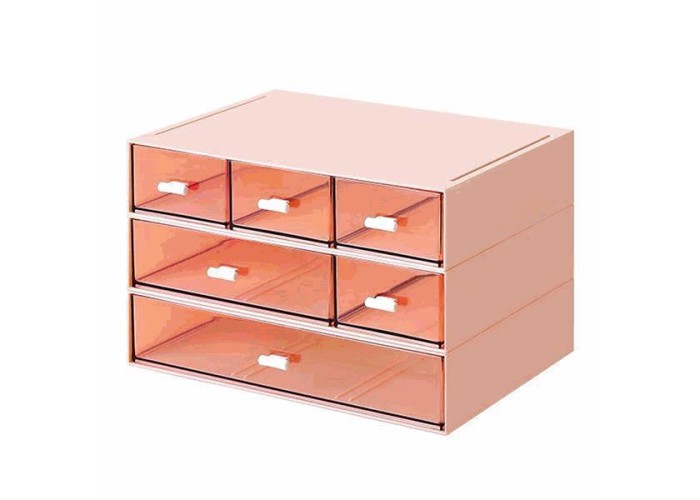Organizer με 6 συρτάρια ροζ Y15x22,9x16,7εκ