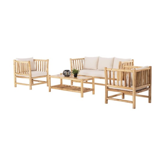 Σετ κήπου Nextdeco Leilani με τριθέσιο καναπέ από ξύλο teak Σετ κήπου Nextdeco Leilani με τριθέσιο καναπέ από ξύλο teak
