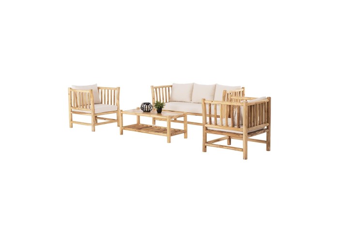 Σετ κήπου Nextdeco Leilani με τριθέσιο καναπέ από ξύλο teak Σετ κήπου Nextdeco Leilani με τριθέσιο καναπέ από ξύλο teak