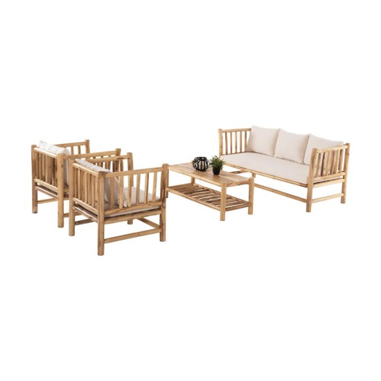 Σετ κήπου Nextdeco Leilani με τριθέσιο καναπέ από ξύλο teak Σετ κήπου Nextdeco Leilani με τριθέσιο καναπέ από ξύλο teak